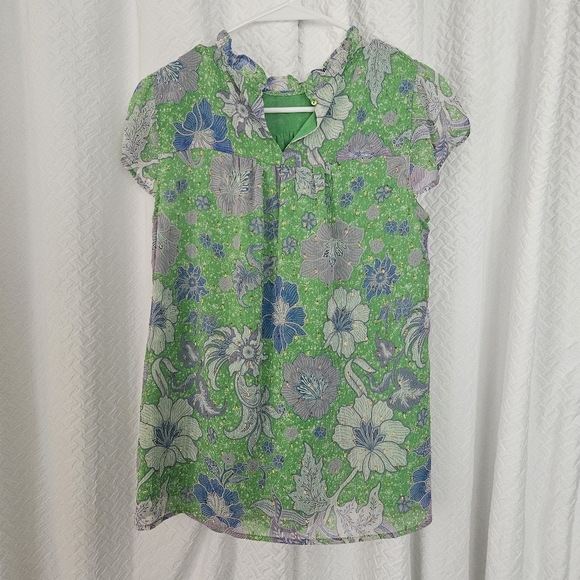 💵3/$20 Joie Green Flowy Boho Floral Print Blouse Sz Small - Picture 4 of 11